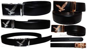 eagle buckle men's belt leather automatic dress Jeans comfort Slide lock BN 50"