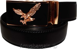 eagle buckle men's belt leather automatic dress Jeans comfort Slide lock BN 50" - Image 7