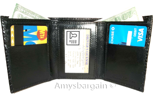 lizard printed leather man's wallet trifold wallet ID 9 card 2 bill slot - Image 6