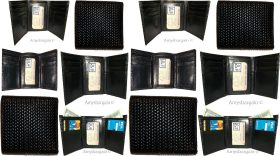 lot of 12 man's black trifold wallet new style woven printed leather wallet