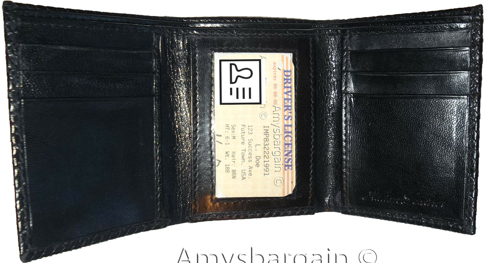 lot of 12 man's black trifold wallet new style woven printed leather wallet - Image 5