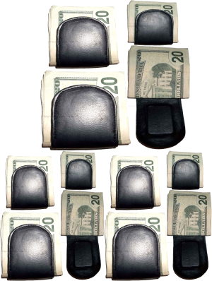 lot of 12 new leather money clip, magnetic black money clip billfold holder
