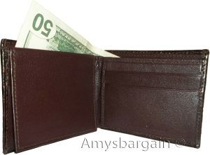 lot of 2 crocodile skin printed leather man s bifold wallet id 2 bill slot new - Image 4