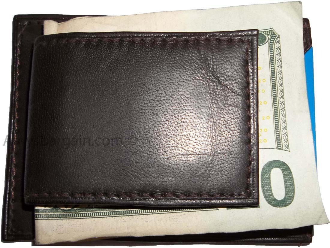 lot of 2 new lambskin leather money clip magnetic money clip leather case - Image 11