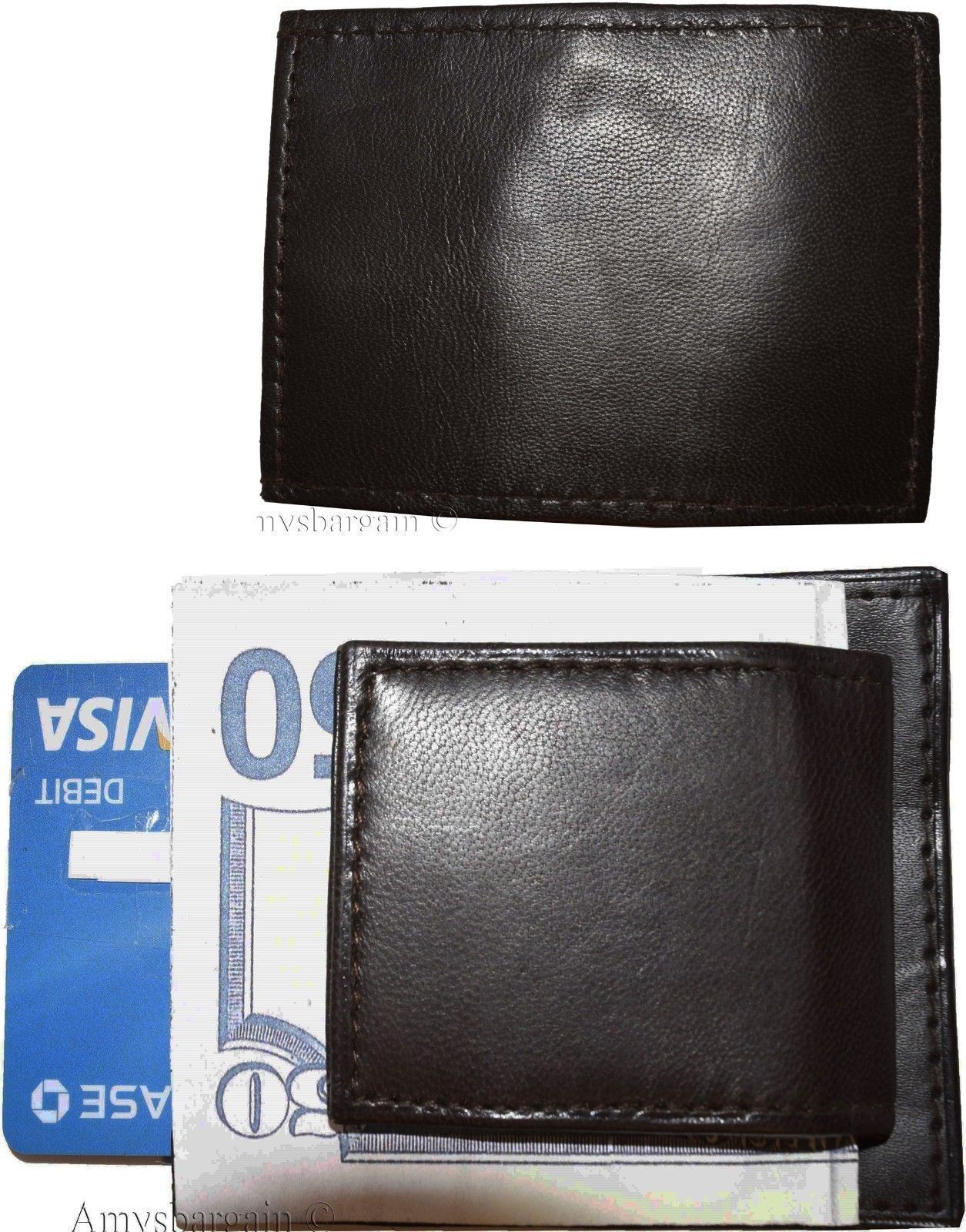 lot of 2 new lambskin leather money clip magnetic money clip leather case - Image 8