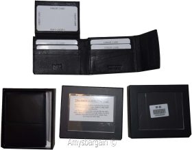 lot of 2  rfid men's leather wallet 2 bifold genuine leather 2 id brn new in box