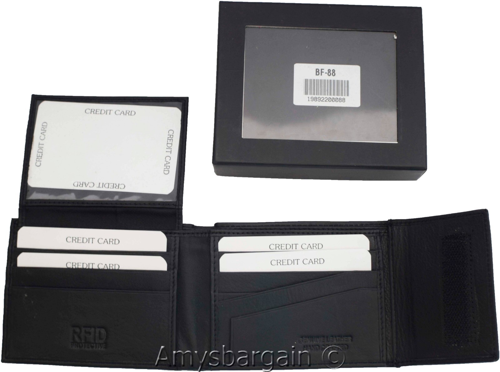 lot of 2 rfid men's leather wallet 2 bifold genuine leather 2 id brn new in box - Image 4