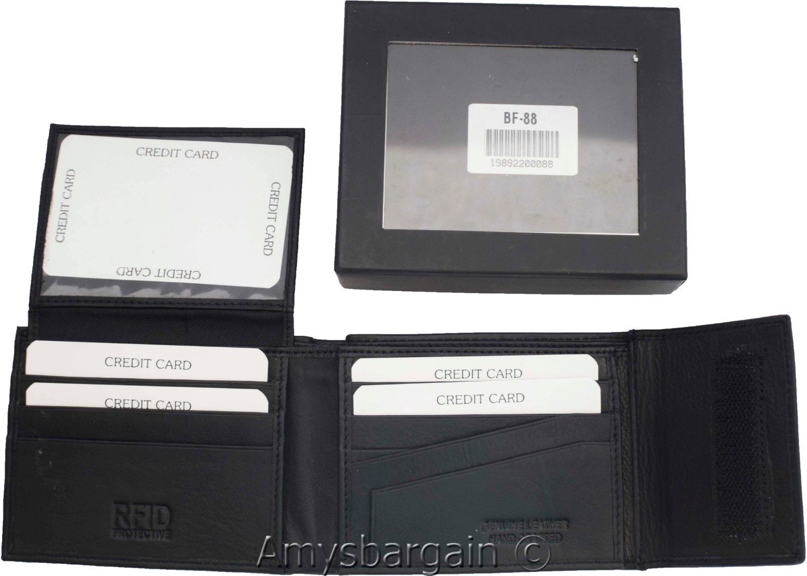 lot of 2 rfid men's leather wallet 2 bifold genuine leather 2 id brn new in box - Image 5