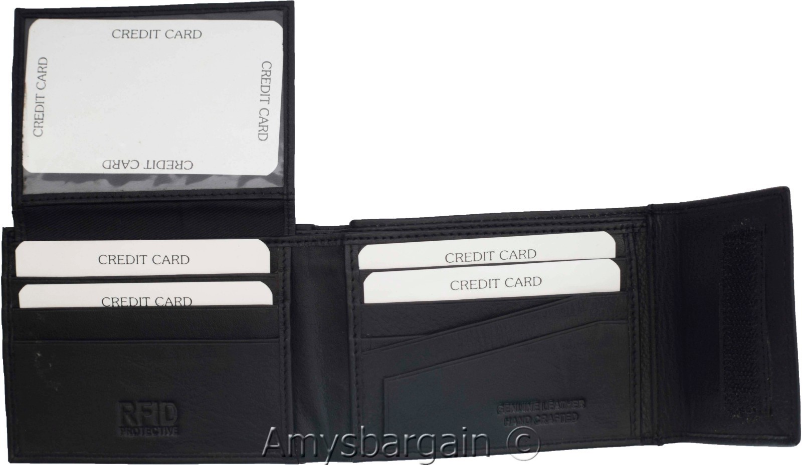 lot of 2 rfid men's leather wallet 2 bifold genuine leather 2 id brn new in box - Image 8