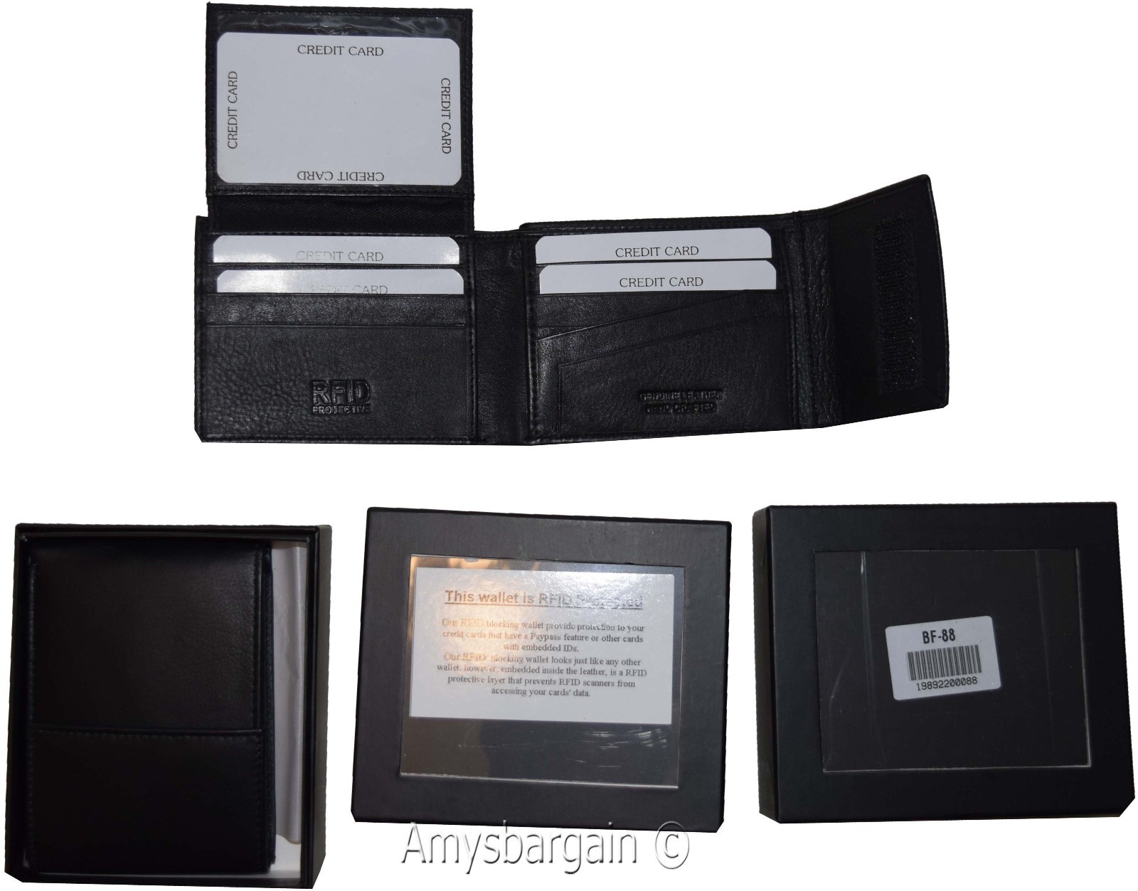 lot of 2 rfid men's leather wallet 2 bifold genuine leather 2 id brn new in box