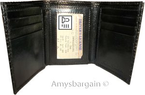 lot of 2 woven printed genuine leather man's black trifold wallet ID credit card - Image 12