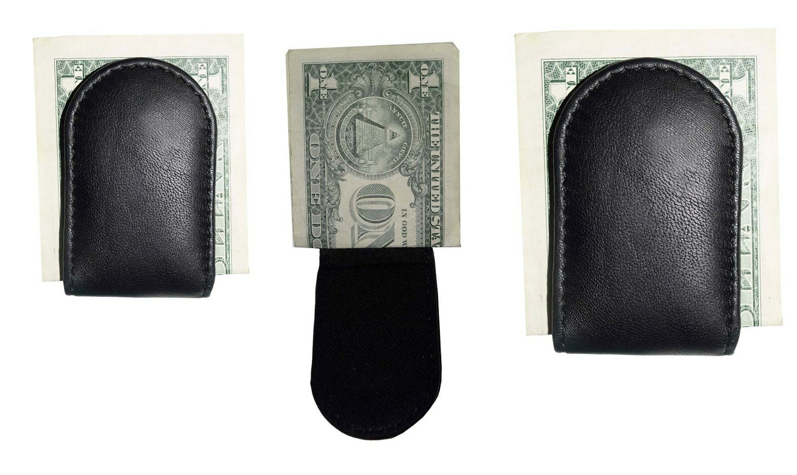 lot of 3 leather money clip magnetic money clip 3 black bills holder clip