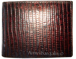 lot of 3 new lizard skin printed leather man's brown billfold wallet 6 cards ID - Image 11