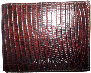 lot of 3 new lizard skin printed leather man's brown billfold wallet 6 cards ID - Image 12