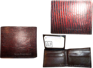 lot of 3 new lizard skin printed leather man's brown billfold wallet 6 cards ID - Image 3