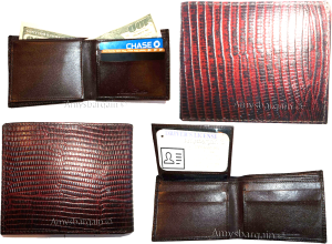 lot of 3 new lizard skin printed leather man's brown billfold wallet 6 cards ID - Image 4