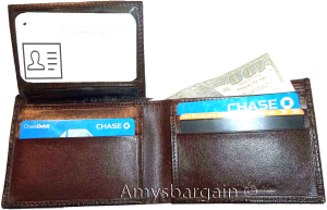 lot of 3 new lizard skin printed leather man's brown billfold wallet 6 cards ID - Image 8
