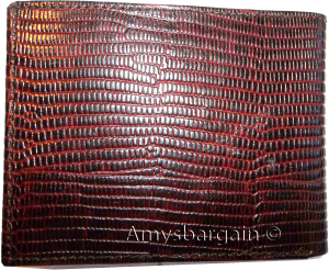 lot of 3 new lizard skin printed leather man's brown billfold wallet 6 cards ID - Image 10
