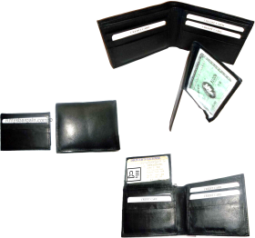 lot of 3 new men's soft leather black billfold wallet 9 credit card 2 id new