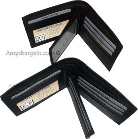 man's leather bifold wallet id case 3 bill spaces 6 credit cards calfskin wallet