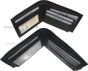 man's leather bifold wallet id case 3 bill spaces 6 credit cards calfskin wallet - Image 10