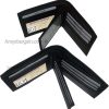 man's leather bifold wallet id case 3 bill spaces 6 credit cards calfskin wallet