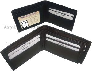 man's leather bifold wallet id case 3 bill spaces 6 credit cards calfskin wallet - Image 5