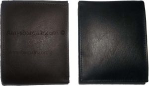 man's leather bifold wallet id case 3 bill spaces 6 credit cards calfskin wallet - Image 8
