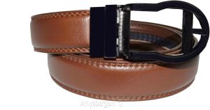 men's brown belt 43" genuine leather dress casual automatic transparant buckle - Image 11
