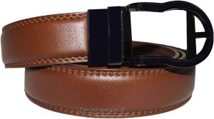 men's brown belt 43" genuine leather dress casual automatic transparant buckle - Image 10