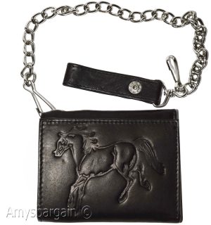 men's chain trifold wallet genuine leather motorcycle trucker new biker wallet - Image 11