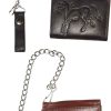 men's chain trifold wallet genuine leather motorcycle trucker new biker wallet