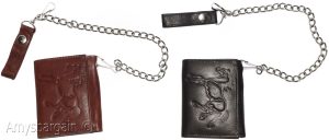 men's chain trifold wallet genuine leather motorcycle trucker new biker wallet - Image 4