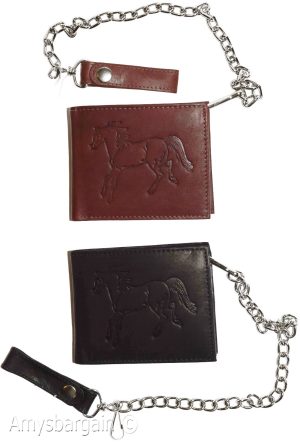 men's chain trifold wallet genuine leather motorcycle trucker new biker wallet - Image 5