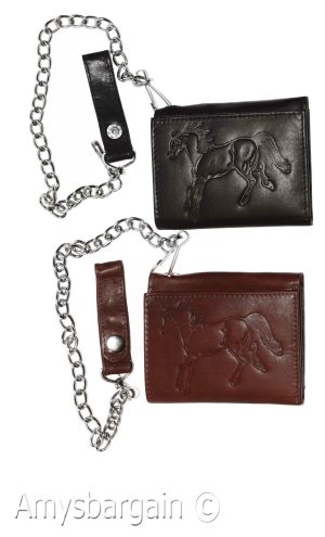 men's chain trifold wallet genuine leather motorcycle trucker new biker wallet - Image 6