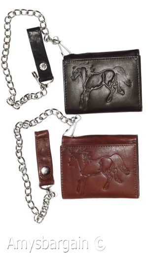 men's chain trifold wallet genuine leather motorcycle trucker new biker wallet - Image 7