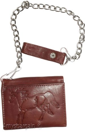 men's chain trifold wallet genuine leather motorcycle trucker new biker wallet - Image 8