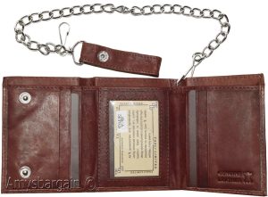men's chain trifold wallet genuine leather motorcycle trucker new biker wallet - Image 10