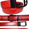 men's red belt 43" genuine leather dress casual automatic transparant buckle