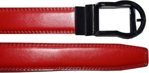 men's red belt 43" genuine leather dress casual automatic transparant buckle - Image 13