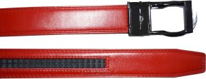 men's red belt 43" genuine leather dress casual automatic transparant buckle - Image 14