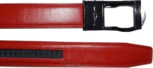 men's red belt 43" genuine leather dress casual automatic transparant buckle - Image 15