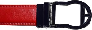 men's red belt 43" genuine leather dress casual automatic transparant buckle - Image 4