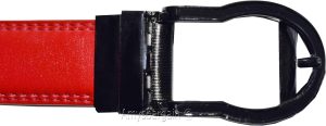 men's red belt 43" genuine leather dress casual automatic transparant buckle - Image 5
