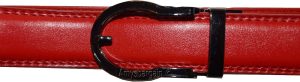 men's red belt 43" genuine leather dress casual automatic transparant buckle - Image 7