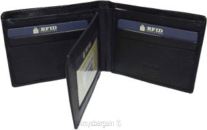 men's wallet rfid genuine leather bifold 2 billfold 9 card wallet brn new in box - Image 3