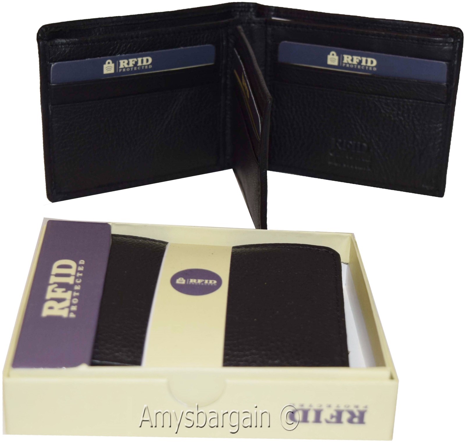 men's wallet rfid genuine leather bifold 2 billfold 9 card wallet brn new in box - Image 4