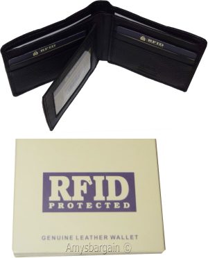 men's wallet rfid genuine leather bifold 2 billfold 9 card wallet brn new in box - Image 5