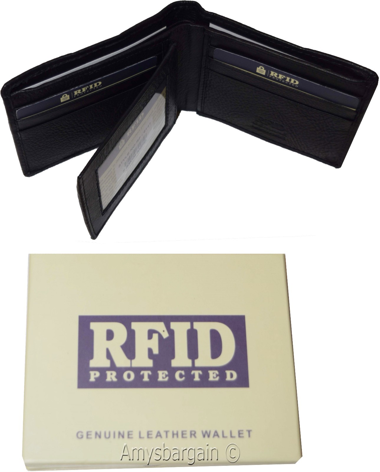 men's wallet rfid genuine leather bifold 2 billfold 9 card wallet brn new in box - Image 5