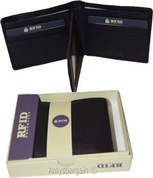 men's wallet rfid genuine leather bifold 2 billfold 9 card wallet brn new in box - Image 7